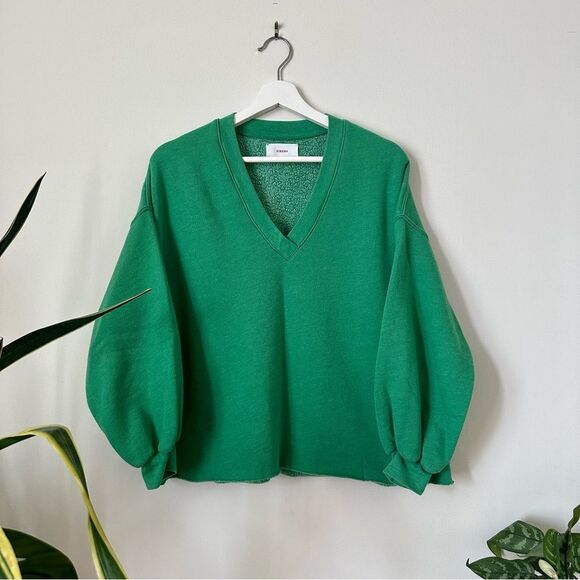 XiRENA Dayna V Neck Long Sleeve Sweatshirt in Green Leaf XS - Picture 3 of 8